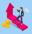 isometric growth opportunity and success stair vector image vector image