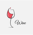 wine glass logo on white and red background vector image vector image