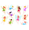fairy magical little fairies in different color vector image