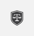 scales of justice icon with shield law firm logo vector image