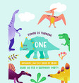 baby birthday invitation card with funny dinosaur vector image