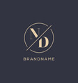 initial letter nd logo with simple circle line vector image