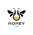 science laboratory glass honey bee flying logo vector image