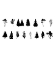 set of tree silhouette isolated on white vector image