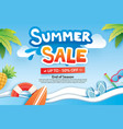 summer sale with paper cut symbol and icon vector image vector image