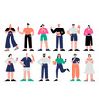 young people eating diverse food breakfast vector image