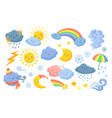 cute weather isolated rainbow cartoon rain vector image vector image
