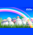 happy easter background with realistic easter vector image vector image