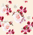 wallpaper pattern with roses and pink flowers vector image