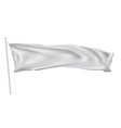 3d long white flag on flagpole waving in wind vector image vector image
