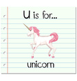 flashcard letter u is for unicorn vector image