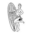 vintage with pin up girl surfboard vector image