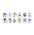 set happy funny cartoon childish robots wave vector image