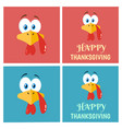 thanksgiving turkey bird face set 1 collection vector image