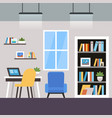 room with window interior coworking cartoon flat vector image