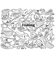 fishing colorless set vector image