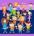 cartoon children and teens characters crowd vector image