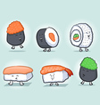 sushi cartoon icons vector image vector image