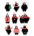 christmas set with cute bear vector image vector image