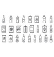 cold soda icons set outline style vector image