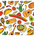 mexican food and musical instruments seamless vector image