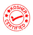 grunge red kosher certified word with mark icon vector image vector image