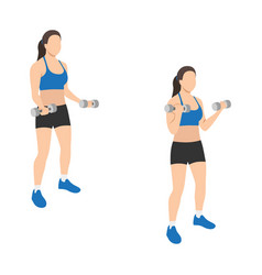Basic rgbwoman doing dumbbell bicep curls Vector Image