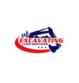 excavating land mowing logo design template vector image