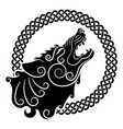 wolf on celtic style howling vector image