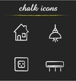 home interior chalk icons set vector image