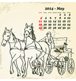 may 2014 hand drawn horse calendar vector image