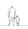 one line drawing of father and his son walking vector image