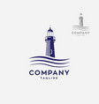lighthouse logo with waves logo vector image