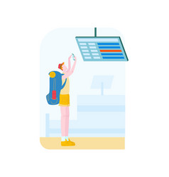 tourist in airport with baggage traveling journey vector image vector image
