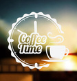 coffee label design over blurred background vector image vector image