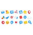 3d social media icons envelope with email message vector image