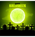 green moon and graveyard halloween background vector image vector image