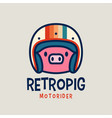 pig piggy helmet retro moto rider cartoon mascot vector image vector image