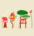set of cute isolated tree house vector image vector image