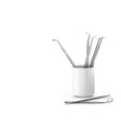 set dental instruments on white background vector image