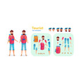 cartoon hiker trekker tourist animation set vector image