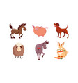 cute cartoon farm animals set horse sheep vector image