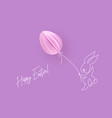 happy easter cute rabbit with air balloon vector image