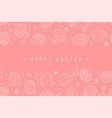 happy easter pink background with ornamental eggs vector image