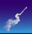 cartoon space rocket and smoke shuttle launch vector image