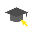 mouse cursor arrow and square academic cap vector image