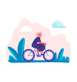woman riding bicycles in park female holiday trip vector image