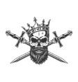 vintage monochrome king skull in crown vector image vector image