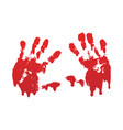 bloody hand print set isolated white background vector image