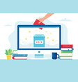 online voting concept a hand putting vote vector image